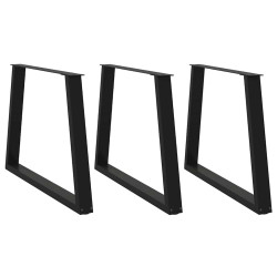 Pernas para mesa de jantar em v 3 peças, preto, 90x(72-73,3) cm, aço