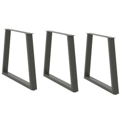 Pés para mesa de jantar em forma de v, 3 peças, antracite, 80x(72-73,3) cm, aço