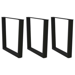 Pernas para mesa de jantar em v 3 peças, preto, 90x(72-73,3) cm, aço