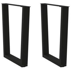 Pernas para mesa de jantar em v, 2 peças, pretas, 60x(72-73,3) cm, aço