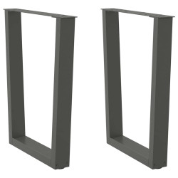 Pés para mesa de jantar em v, 2 peças, antracite, 60x(72-73,3) cm, aço