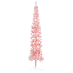Meia árvore de natal fina com suporte 210 cm rosa