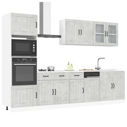 7 Peças armário de cozinha conjunto lucca cinzento cimento