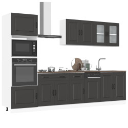 7 Peças armário de cozinha conjunto kalmar preto