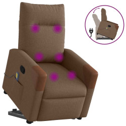 Poltrona reclinável massagens tecido castanho