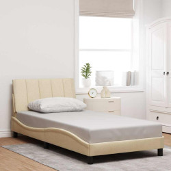 Estrutura de cama sem colchão hanko 100x200 cm tecido cor creme