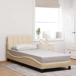 Estrutura de cama sem colchão hanko 90x200 cm tecido creme