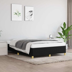 Estrutura de cama sem colchão 140x200 cm tecido preto
