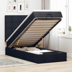 Estrutura de cama otomana com colchão preto 80x200cm tecido