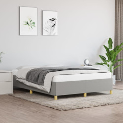 Estrutura de cama sem colchão 140x200 cm tecido cinzento-claro