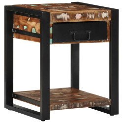 Mesa lateral multicor 40x40x50 cm madeira maciça recuperada