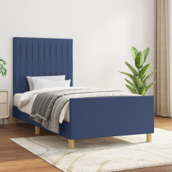 Estrutura de cama sem colchão 100x200 cm tecido azul