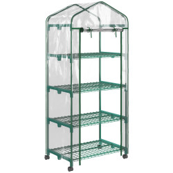 Estufa pequena estufa de exterior com rodas prateleiras de 4 níveis estufa para cultivar plantas flores 69x50x165 cm transparente