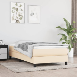 Estrutura de cama com molas 90x190 cm tecido creme