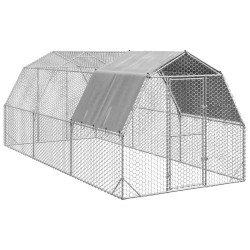 Corrida de galinhas com telhado 2,5x6x2,25 m aço galvanizado