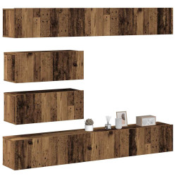 Conjunto de armário TV de parede 6 pcs madeira madeira velha