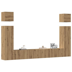 Conjunto de armário TV parede 6 pcs madeira carvalho artisiano