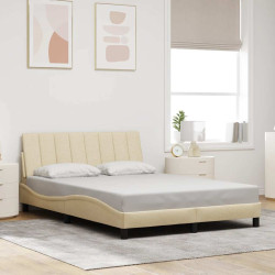Estrutura de cama sem colchão hanko 140x190 cm tecido cor creme
