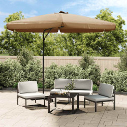 Guarda-sol de jardim c/ poste de aço 300cm cinzento-acastanhado