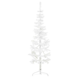 Meia árvore de natal fina com suporte 120 cm branco