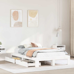 Cama sem colchão 120x190 cm madeira de pinho maciça branco