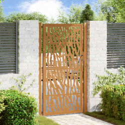 Portão de jardim 100x175 cm em aço intemperizado com design de traços