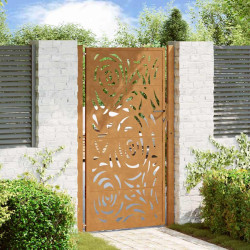 Portão de jardim 100x200 cm em aço resistente às intempéries com design de chama