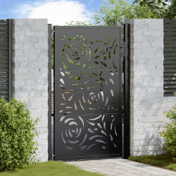 Portão de jardim preto 100x150 cm aço design chama