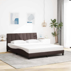 Estrutura de cama sem colchão hanko 160x200 cm tecido castanho-escuro