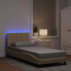Estrutura de cama sem colchão hanko 90x200 cm tecido creme