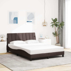 Estrutura de cama sem colchão hanko 120x200 cm tecido castanho-escuro