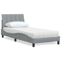 Cama com colchão hanko 90x200 cm tecido cinzento-claro
