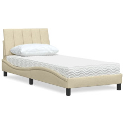 Cama com colchão hanko 90x200 cm tecido cor creme