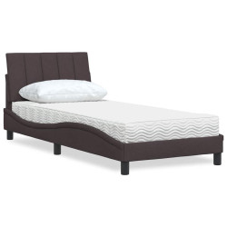 Cama com colchão hanko 80x200 cm tecido castanho-escuro