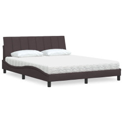 Cama com colchão hanko 160x200 cm tecido castanho-escuro