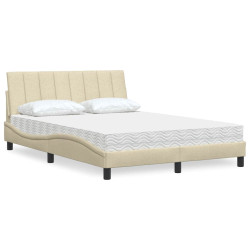 Cama com colchão hanko 140x200 cm tecido cor creme