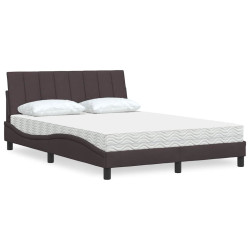 Cama com colchão hanko 120x200 cm tecido castanho-escuro
