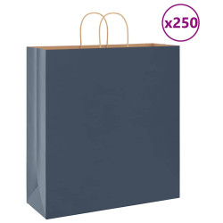 Sacos de papel 250 unid com alças azul 45x17x48 cm