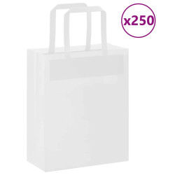 Sacos de papel 250 unid com alças branco 18x8x22 cm
