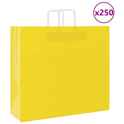 Sacos de papel 250 unid com alças amarelo 54x15x49 cm