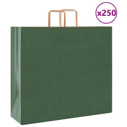 Sacos de papel 250 unid com alças verde 54x15x49 cm