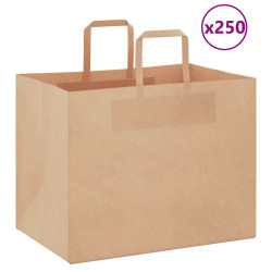 Sacos de papel 250 unid com alças castanho 32x22x24 cm