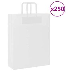 Sacos de papel 250 unid com alças branco 32x12x42 cm