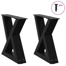 Pés para mesa de centro 2 peças preto 40x(30-31,3) cm aço