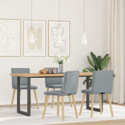 Cadeiras de jantar 4 pcs tecido cinzento-claro
