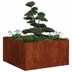 Floreira enferrujada 80x80x40 cm aço resistente