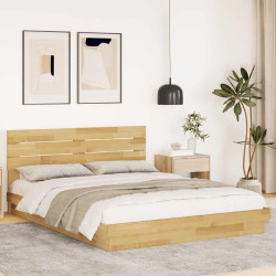 Estrutura cama cabeceira sem colchão 150x200 cm maciça carvalho