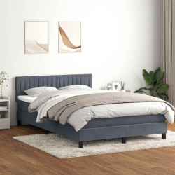 Cama box spring c/ colchão e LED 160x210 cm veludo cinzento-escuro