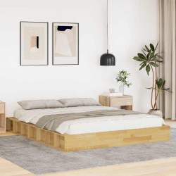 Estrutura de cama sem colchão 135x190 cm de madeira de carvalho