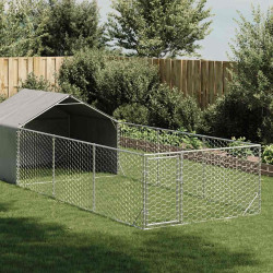 Canil exterior para cães com corredor 6x2x1,5 m aço galvanizado